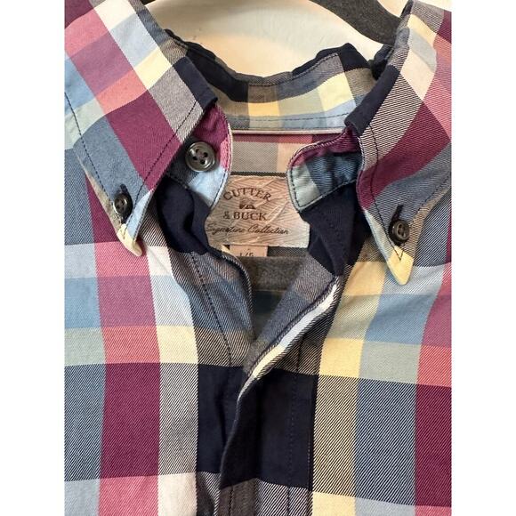 Cutter & Buck Men’s Plaid Button-Up Shirt L 100% Cotton Multicolor Classic Fit - Picture 3 of 7